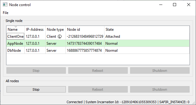 Node Control Screen shot