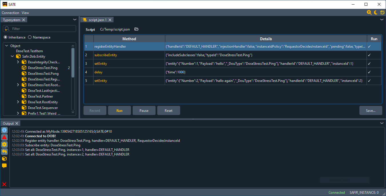 Sate script player/recorder